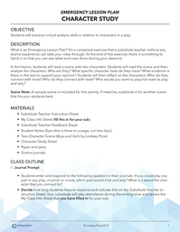 Emergency Lesson Plan: Character Study