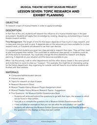 Topic Research and Exhibit Planning