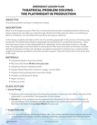 Emergency Lesson Plan: Theatrical Problem Solving - The Playwright in Production
