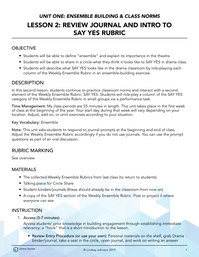 Review Journal and Intro to Say Yes Rubric