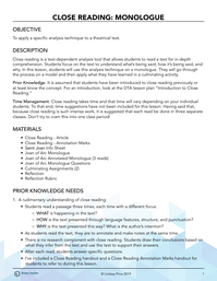 Close Reading: Monologue