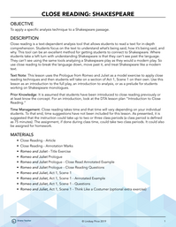 Close Reading: Shakespeare