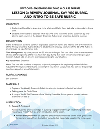 Review Journal, Say Yes Rubric, and Intro to Be Safe Rubric
