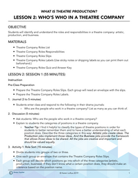 Who's Who in a Theatre Company