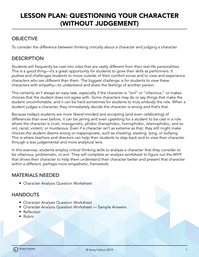 Question Your Character (Without Judgement)