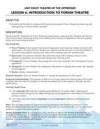 Introduction to Forum Theatre