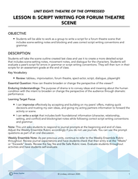 Script Writing for Forum Theatre Scene