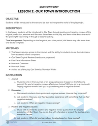 Our Town Introduction