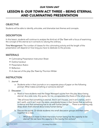 Our Town Act Three - Being Eternal and Culminating Presentation