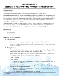 Session 1: Playwriting Project Introduction
