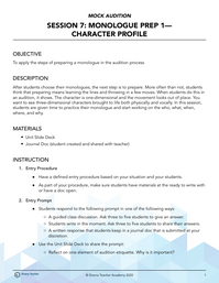 Monologue Prep 1 - Character Profile