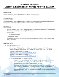 Exercises in Acting for the Camera