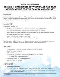 Differences Between Stage Acting and Film Acting & Vocabulary
