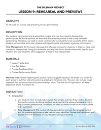 Rehearsal and Previews