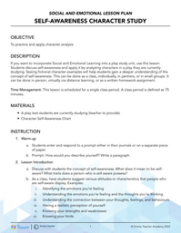SEL Lesson: Self-Awareness Character Study
