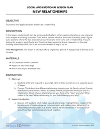SEL Lesson: New Relationships