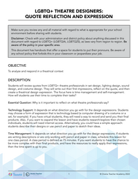 LGBTQ+ Theatre Designers: Quote Reflection and Expression