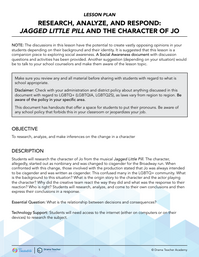 Research, Analyze, and Respond: Jagged Little Pill and the Character of Jo
