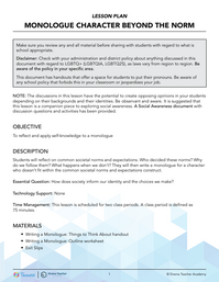 Monologue Character Beyond the Norm