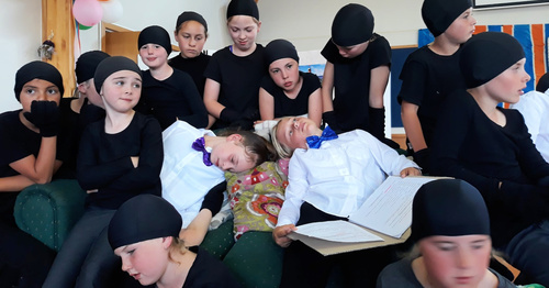 From the Witherlea School production (Marlborough, New Zealand). Directed by PJ Muir.
