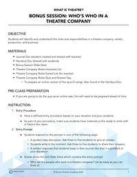 Bonus Session: Who's Who in a Theatre Company
