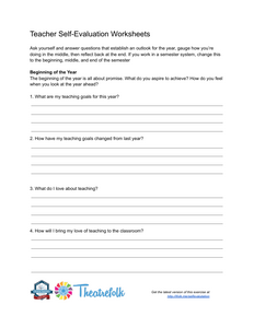 Ten Questions for Teachers: Self-Evaluation Worksheets