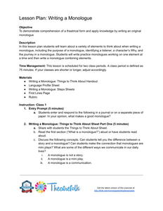 Monologue Writing Lesson Plan