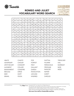 Romeo and Juliet Word Search