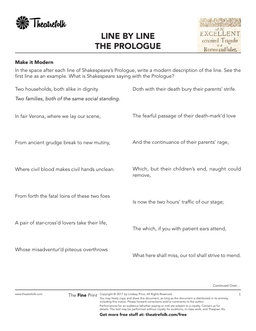 Romeo and Juliet Prologue Activity