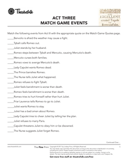 Romeo and Juliet Match Game