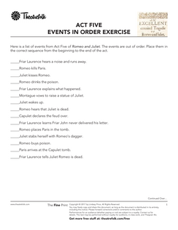 Romeo and Juliet Act V Activity