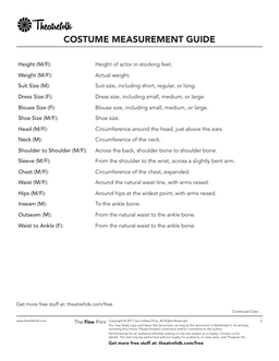 Costume Measurement Sheet