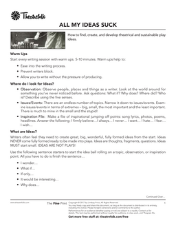 All My Ideas Suck: How to find, create, and develop theatrical and sustainable play ideas