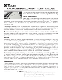 Character Development - Script Analysis