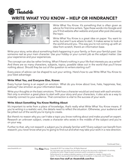 Write What you Know - Help or Hinderance?