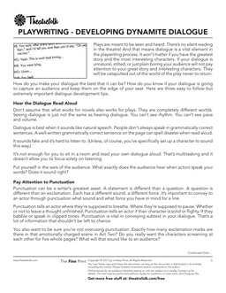 Playwriting - Developing Dynamite Dialogue