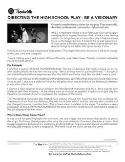 Directing the High School Play - Be a Visionary