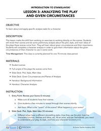 Analyzing the Play and Given Circumstances